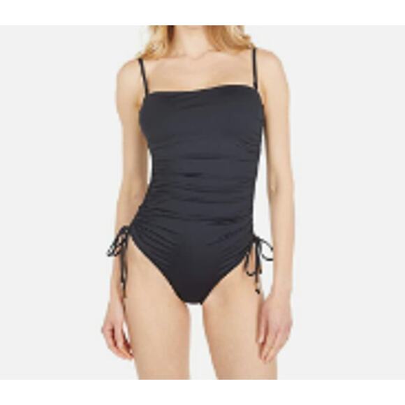 La Blanca One Piece Swim Suit Solid Black Sweetheart Neckline Size 12 NWT - Picture 5 of 8